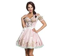 Dirndline Women's Mini Brocade Dirndl Including lace Blouse Special Occasion Dress, Pink, M