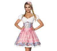 Dirndline Women's Premium Dirndl with Blouse Special Occasion Dress, Blue/Pink/White, 3XL