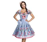 Dirndline Women's Romantic Dirndl with lace Blouse Special Occasion Dress, Blue/Pink/White, 3XL