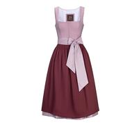 Dirndlparty Dirndl Black Costume Dress Dirndl Women's Midi with Lace Apron, 60 cm Knee-Length Dark Costume Fashion Dirndl Dress Oktoberfest Bavarian, with Sewn-in Pocket (without Blouse), red, 10