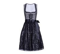 Dirndlparty Dirndl Black Costume Dress Dirndl Women's Midi with Lace Apron, 60 cm Knee-Length Dark Costume Fashion Dirndl Dress Oktoberfest Bavarian, with Sewn-in Pocket (without Blouse), grey black,
