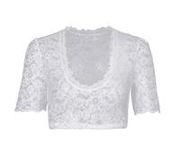 Dirndlparty Dirndl Blouse Women's Short Sleeve Dirndl Blouse White for Women Lace Flowers Costume Blouse Elegant V-Neck Oktoberfest Dirndl Blouses, Cream, White, 12