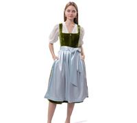 Dirndlparty Dirndl Women's Midi Green Costume Dress with Light Blue Green Dirndl Apron Costume Dress Women's 70 cm Dirndl Dress Oktoberfest Sizes 44