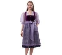 Dirndlparty Dirndl Women's Midi Purple Costume Dress 65 cm with Light Purple Dirndl Apron, Oktoberfest Fancy Dress Costume Sizes 36-44, Purple, 14