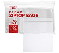 Dirose Reclosable Poly Zip Top Bags - 8" x 8", 4 Mil, 100 Count - Resealable Clear Plastic Bags With Zipper for Gifts, Cards, Stationery, Apparel