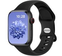 Dirrelo Compatible with Apple Watch SE Strap 40mm 42mm 41mm 38mm Women Men - Soft Silicone Sport Band Duarble Replacement for iWatch Apple Watch SE 3 2 Series 11 10 9 8 7 6 5 4 3 2 1 Straps, Black