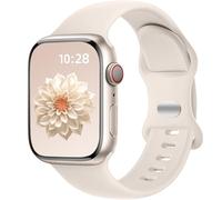 Dirrelo Compatible with Apple Watch Strap 45mm 44mm 46mm 42mm 49mm Women Men, Soft Silicone Sport Band Duarble Replacement for iWatch Apple Watch SE Series 10 9 8 7 6 5 4 3 2 1 Ultra Straps, Starlight