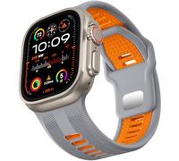 Dirrelo Compatible with Apple Watch Ultra 2 Strap 49mm 46mm 45mm 44mm 42mm Men, 26mm Wide Sport Soft Silicone Band for iWatch Ultra 2 Ultra 3 Strap SE 2 3 Series 11 10 9 8 7 6 5 4 3 2 1,Gray/Orange