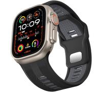 Dirrelo Compatible with Apple Watch Ultra 2 Strap 49mm 46mm 45mm 44mm 42mm Men, 26mm Wide Sport Soft Silicone Band for iWatch Ultra 2 Ultra 3 Strap SE 2 3 Series 11 10 9 8 7 6 5 4 3 2 1,Black/Gray