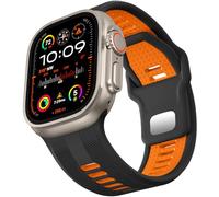 Dirrelo Compatible with Apple Watch Ultra 2 Strap 49mm 46mm 45mm 44mm 42mm Men, 26mm Wide Sport Two-Tone Soft Silicone Band for iWatch SE Ultra 2 Strap Series 10 9 8 7 6 5 4 3 2 1,Black/Orange