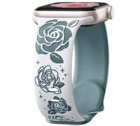 Dirrelo Floral Engraved Strap Compatible with Apple Watch Strap 40mm 41mm 38mm 42mm for Women, Soft Silicone Two-Tone Flower Sport Band for iWatch SE Straps Series 10 9 8 7 6 5 4 3 2 1,White/Green