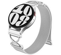 Dirrelo Metal Strap Compatible with Samaung Galaxy Watch 4 5 6 7 Strap 40mm 44mm - X-Shape Magnetic Mesh Loop Band for Galaxy Watch FE/6 Classic 47mm 43mm/4 Classic 42mm 46mm/5 Pro Women, Silver