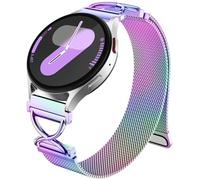 Dirrelo Metal Strap Compatible with Samaung Galaxy Watch 7 6 4 5 Strap 44mm 40mm - X-Shape Magnetic Mesh Loop Band for Galaxy Watch FE/6 Classic 47mm 43mm/4 Classic 42mm 46mm/5 Pro Women, Colourful