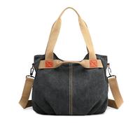 DIRRONA Casual Canvas Women Handbag Ladies Shoulder Bag Large Crossbody Bag Multifunctional for Work Travel Daily Womens Handbags Black