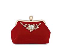 DIRRONA Elegant Womens Handbag Ladies Clutch Bags Exquisite Evening Bag Shiny Bridal Wedding Bag Suitable for Party Prom Annual Meeting Wedding Velour Material Red