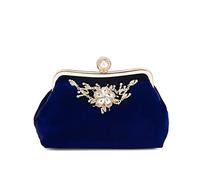 DIRRONA Elegant Womens Handbag Ladies Clutch Bags Exquisite Evening Bag Shiny Bridal Wedding Bag Suitable for Party Prom Annual Meeting Wedding Velour Material Blue