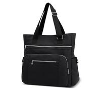 DIRRONA Fashion Women Shoulder Bag Casual Large Capacity Handbag Multi Pockets Nylon Waterproof Simple Shoulder Bags Daily Travel Work Shopping Satchel Black