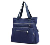 DIRRONA Fashion Women Shoulder Bag Casual Large Capacity Handbag Multi Pockets Nylon Waterproof Simple Shoulder Bags Daily Travel Work Shopping Satchel Blue A