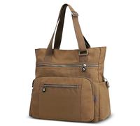 DIRRONA Fashion Women Shoulder Bag Casual Large Capacity Handbag Multi Pockets Nylon Waterproof Simple Shoulder Bags Daily Travel Work Shopping Satchel Beige