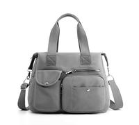 DIRRONA Large Handbags & Shoulder Bags for Women - Durable Waterproof Nylon Tote Bag with Multiple Pockets & Removable Strap - Ideal Work, Travel, College & Casual Crossbody Use Ash Grey