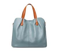 DIRRONA Leather Tote Bags for Women - Large Soft Shoulder Handbag with Detachable Strap, Perfect for Work, Commute & Smart Casual Outfits Soft Misty Blue