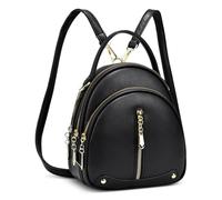 DIRRONA Mini Backpacks for Women - Fashion Convertible Shoulder Bag Handbag Lightweight PU Leather Rucksack, Waterproof Casual Travel & Work Bag Classic Black