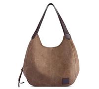 DIRRONA Popularity Women's Brown Canvas Hobo Handbag, 28 x 13 x 30 CM, 5 Compartments, 6 Pockets, Shoulder Strap, Women's Casual Handbag