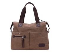 DIRRONA Retro Women Handbags Ladies Canvas Shoulder Bag Large Messenger Bag Multifunctional for Work Travel School Casual Daily Female Canvas Handbag Brown
