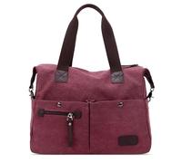 DIRRONA Retro Women Handbags Ladies Canvas Shoulder Bag Large Messenger Bag Multifunctional for Work Travel School Casual Daily Female Canvas Handbag Red