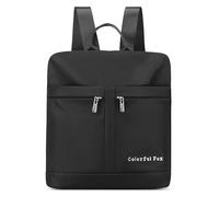 DIRRONA Simple Women Backpack Lightweight Shoulder Bags Travel Work School Leisure Anti-theft Daypack Multiple Pockets Nylon Waterproof Daily Ladies Fashion Backpacks Black