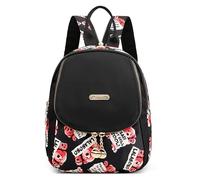 DIRRONA Small Backpack for Women - Convertible Chest Bag, Lightweight Waterproof Nylon Mini Rucksack, Stylish Sling Backpack Purse for Travel and Daily Use Red Cartoon Bear