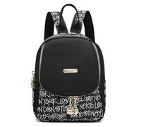 DIRRONA Small Backpack for Women - Convertible Chest Bag, Lightweight Waterproof Nylon Mini Rucksack, Stylish Sling Backpack Purse for Travel and Daily Use White Letter Graffiti