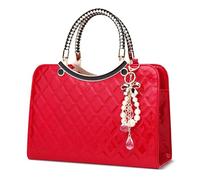 DIRRONA Women Handbag Fashion Womens Shoulder Bag Casual Crossbody Bag Ladies Bags Pearl Pendant Suited Work Travel Wedding Featured Pattern Top Tote Bag Red
