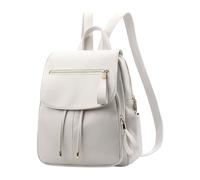 DIRRONA Women’s Anti-Theft Small to Medium Backpack, PU Leather Lightweight Fashion Rucksack, Water-Repellent for Work, Travel and City Commuting Soft Ivory White