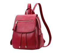 DIRRONA Women’s Anti-Theft Small to Medium Backpack, PU Leather Lightweight Fashion Rucksack, Water-Repellent for Work, Travel and City Commuting Elegant Wine Red