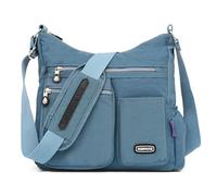DIRRONA Women’s Crossbody Bag, Lightweight Nylon Shoulder Handbag with Adjustable Strap, Multi Pocket Medium Ladies Bag for Travel, Shopping, Work and Everyday Smoky Grey