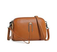 DIRRONA Women’s Crossbody Bag Small Shoulder Bag Elegant Anti-Theft Pocket Compact PU Leather Handbag Mobile Phone Purse Lightweight Purse for Travel Shopping Work Caramel Brown