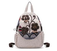 DIRRONA Women Small Backpack Shoulder Bags Convertible Crossbody Bag Travel Casual Womens Chest Bag Work Cute Camping Outdoor Canvas Printed Design Handmade Backpack White B