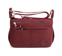 DIRRONA Womens Crossbody Shoulder Bag - Large Lightweight Nylon Bags Multiple Pockets Adjustable Strap Ideal for Casual Travel Work and Daily Use Elegant Burgundy