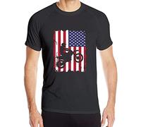 Dirt Bike American Flag Men's Short Sleeve Shirts Quick Dry Cycling Tees (X-Large)