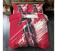 Dirt Bike Emperor Duvet Cover Set, Sports Motocross Motorcycle Bedding Set, Microfiber Soft Reversible Quilt Cover 290x235 + 2 Pillowcase, Zipper Closure, Bedroom Decor BhT38