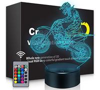 Dirt Bike Gift 3D Night Light, 16 Colors Changes Remote Control Motorcycle Lamp, LED Dirtbike Decor Toys for Boys Girls Room Birthday Xmas Christmas Gifts for Kids…