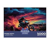 Dirt Bike Jigsaw Puzzles 1000 Pieces Challenge Toy for Adults,Sunset Motocross Impossible Jigsaw Puzzles 1000 Piece Educational Game 38x26cm/1000pcs