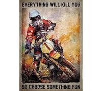 Dirt Bike Motocross Tin Signs Vintage Home Wall Decor Welcome Plaque Housewarming Gift for Indoor Outdoor Farmhouse Yard Home Wall Decorative 8x12 Inch