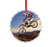 Dirt Bike Motorcycle Motocross Crystal Glass Pedant Hanging Ornament Printed Gifts Decor for Xmas Tree Merry Christmas Wedding Anniversary