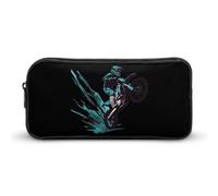 Dirt Bike Rider Motocross Large Pencil Case Big Capacity Pencil Pouch Pen Bag Marker Pen Case for Women Men