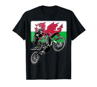 Dirt Bike Rider Motorbike retro racer Welsh flag Mechanic T-Shirt