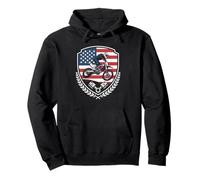 Dirt bike rider soaring over the patriotic American flag Pullover Hoodie