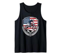 Dirt Bike Rider Soaring Over the Patriotic American Flag Tank Top