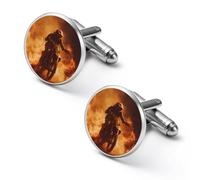 Dirt Bike Riding Through Flames Mens Classic Cufflinks Shirt Studs Accessories Gifts for Groom Husband Father